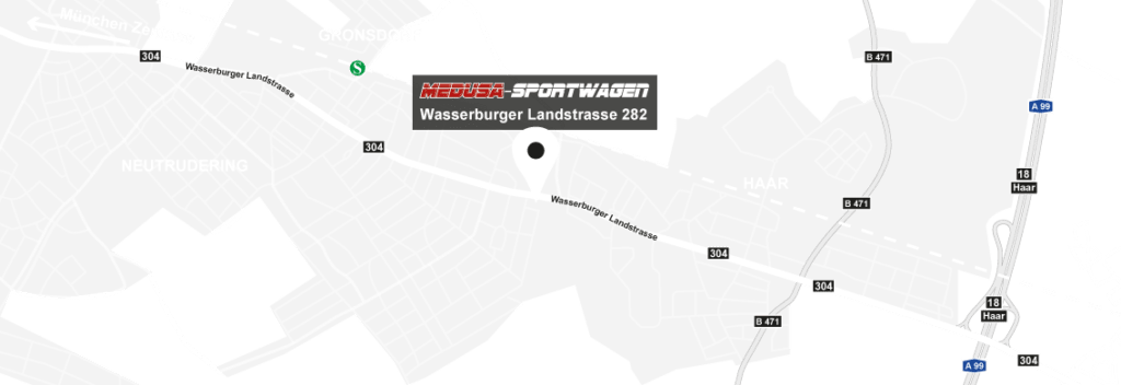 Kartenansicht zum MEDUSA-Sportwagen Showroom