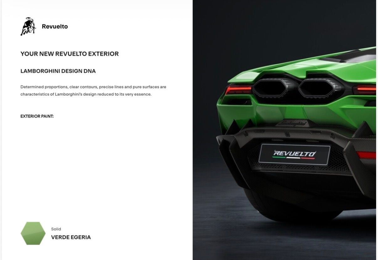 Fahrzeugabbildung Lamborghini REVUELTO VERDE EGERIA FULL CARBON HIGH SPEC FULL
